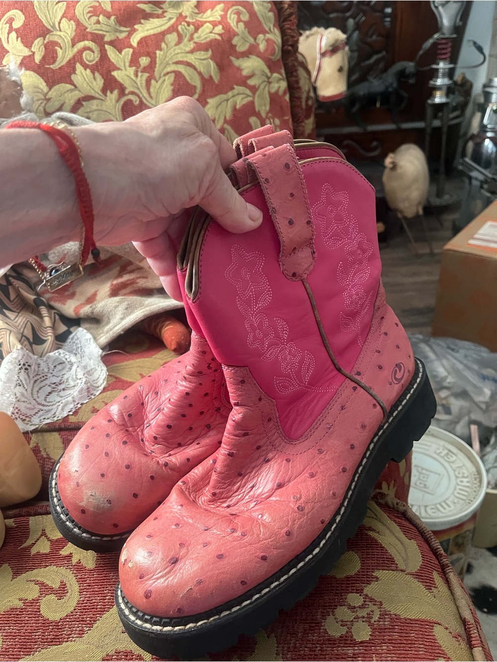 Pink Western women Boots - Embroidered Shaft